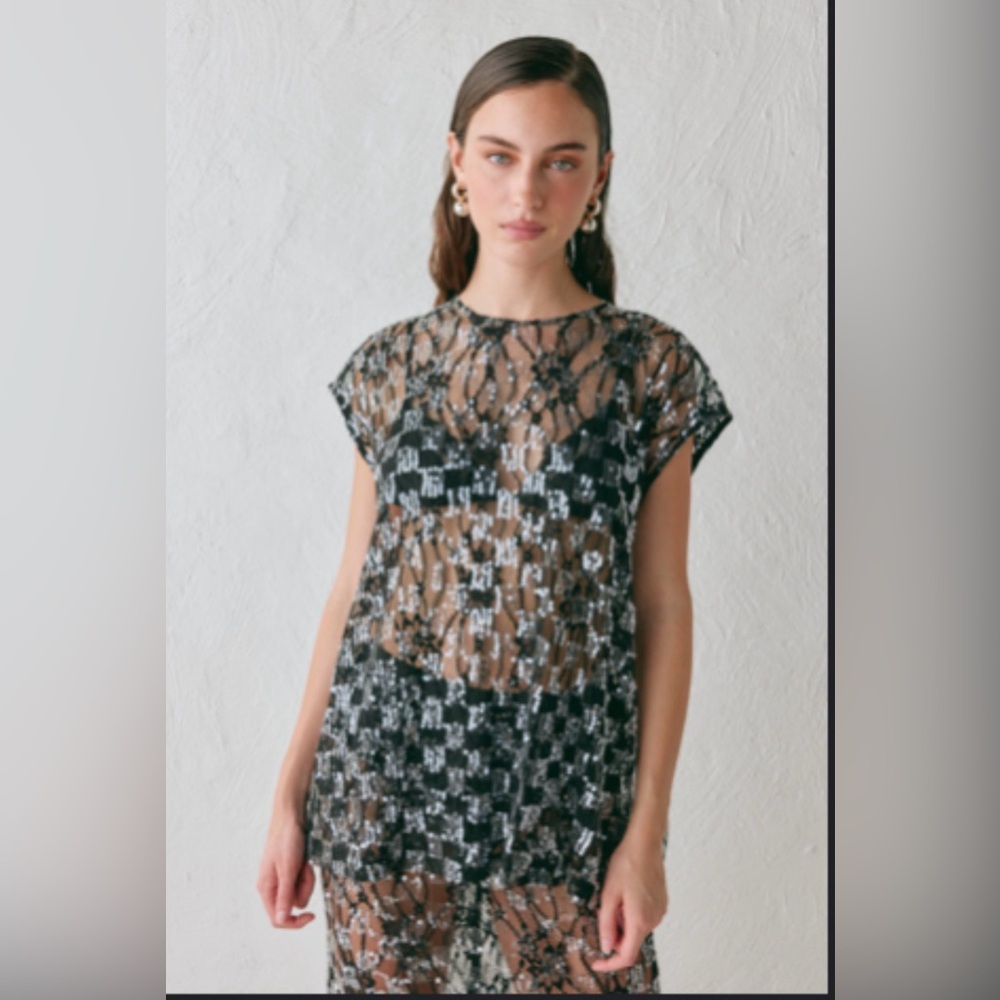 VRG GRL Devyn Sequin Top Black